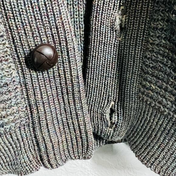 Vintage 70s Golden Cup Academic 100% Wool Cardigan Sweater Knit Pockets - XL - Picture 9 of 9